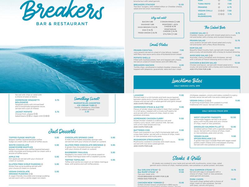Breakers Bar and Restaurant Menu