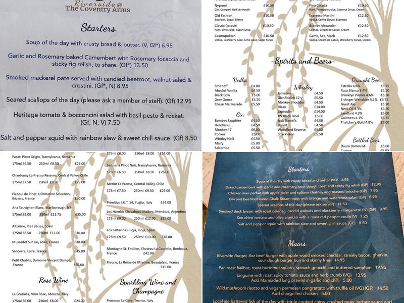 Riverside at the Coventry Arms Menu