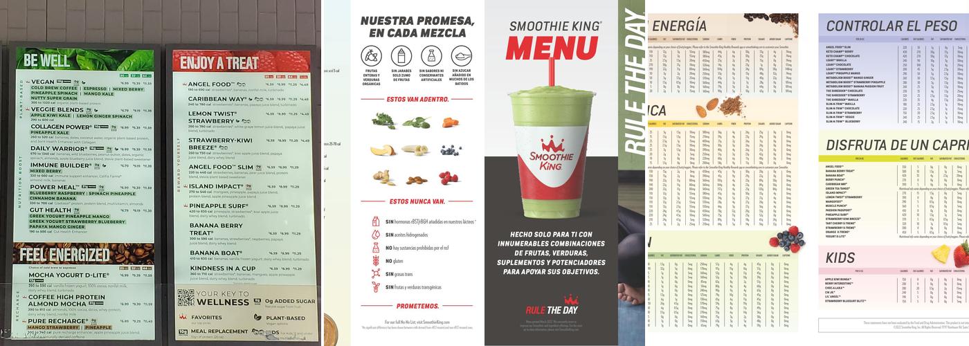 Smoothie King Menu