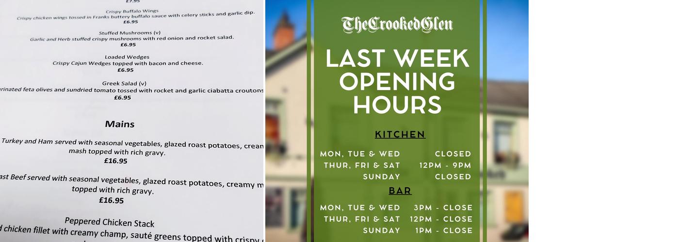 Crooked Glen 2.0 Menu