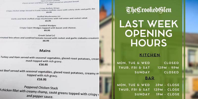 Crooked Glen 2.0 Menu