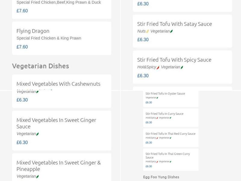 The Royal Kitchen Menu