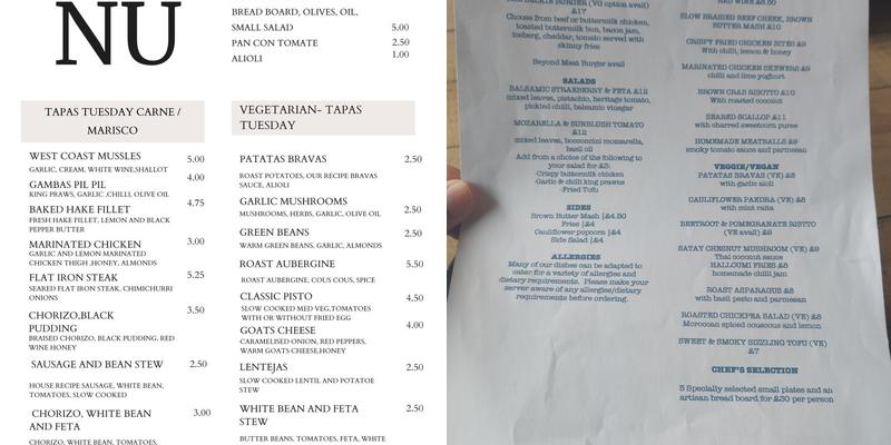 The Ferry Selkie Menu