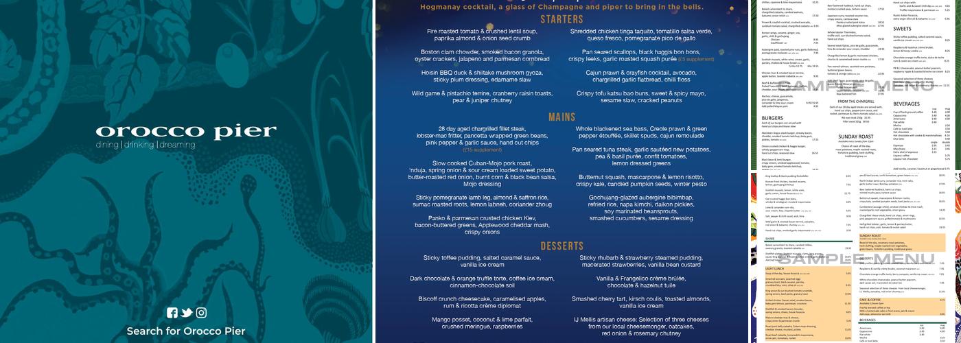 Orocco Pier Restaurant Menu