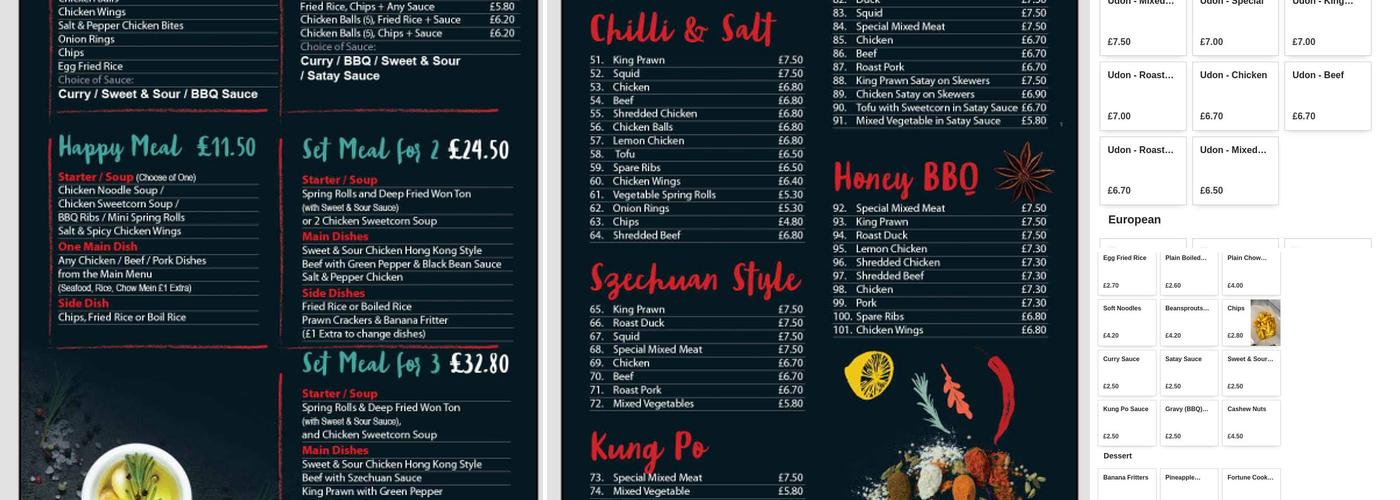 Tang Chinese Takeaway Menu