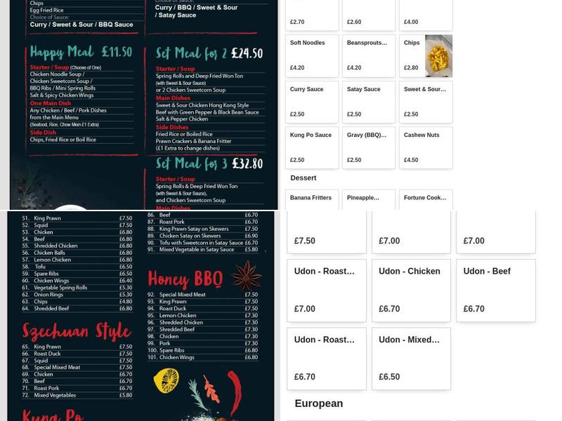 Tang Chinese Takeaway Menu