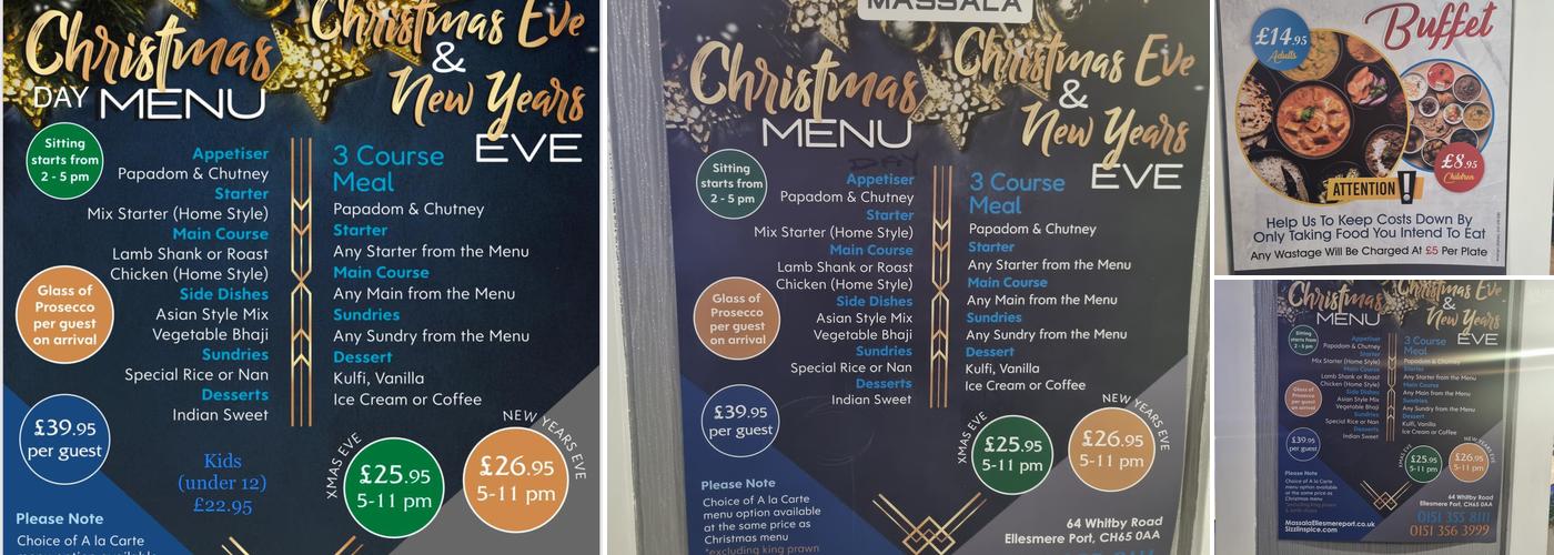 Sizzlin massala Menu