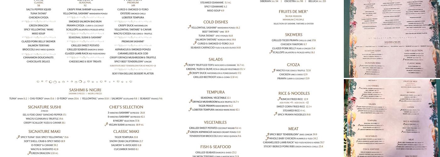 Sexy Fish Manchester Menu