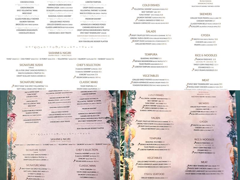 Sexy Fish Manchester Menu