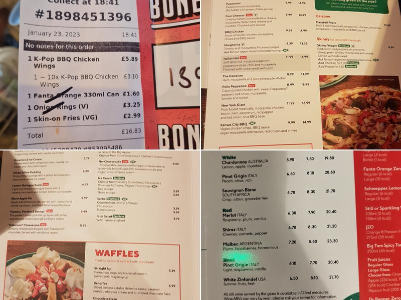 Frankie & Benny's Menu