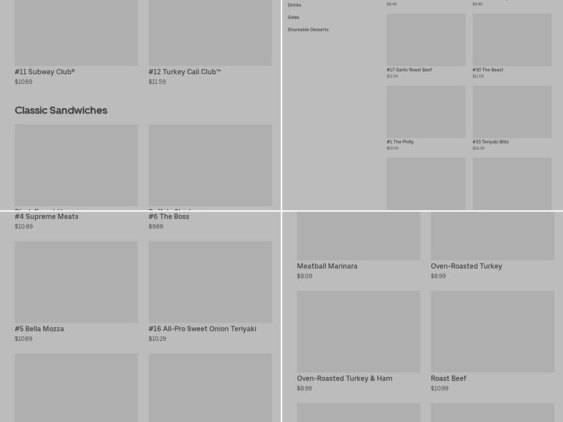 Subway Menu