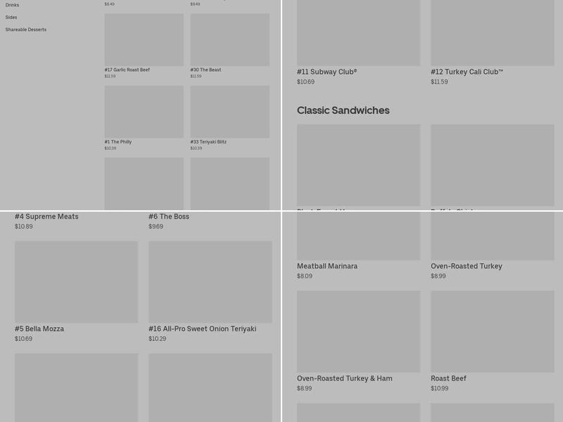 Subway Menu