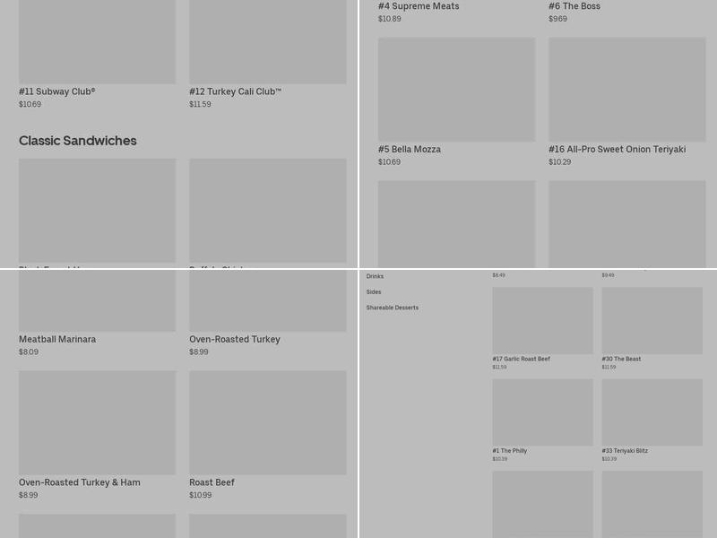Subway Menu