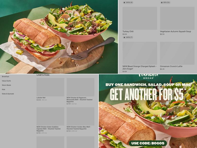 Panera Bread Menu
