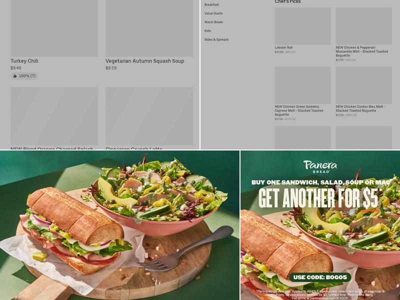 Panera Bread Menu