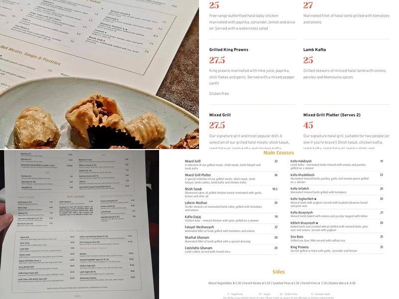 Mamounia Lounge Mayfair Menu