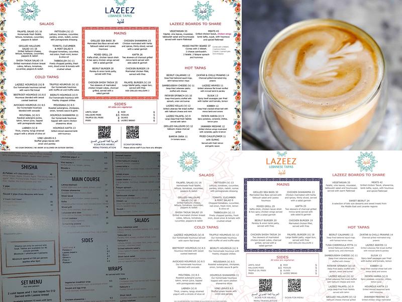 Lazeez Lebanese Tapas Mayfair Menu
