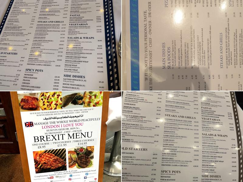 Sofra Restaurant Mayfair Menu