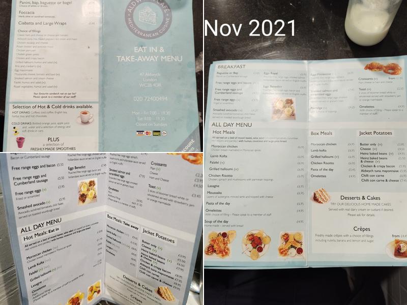 Aldwych Cafe Menu