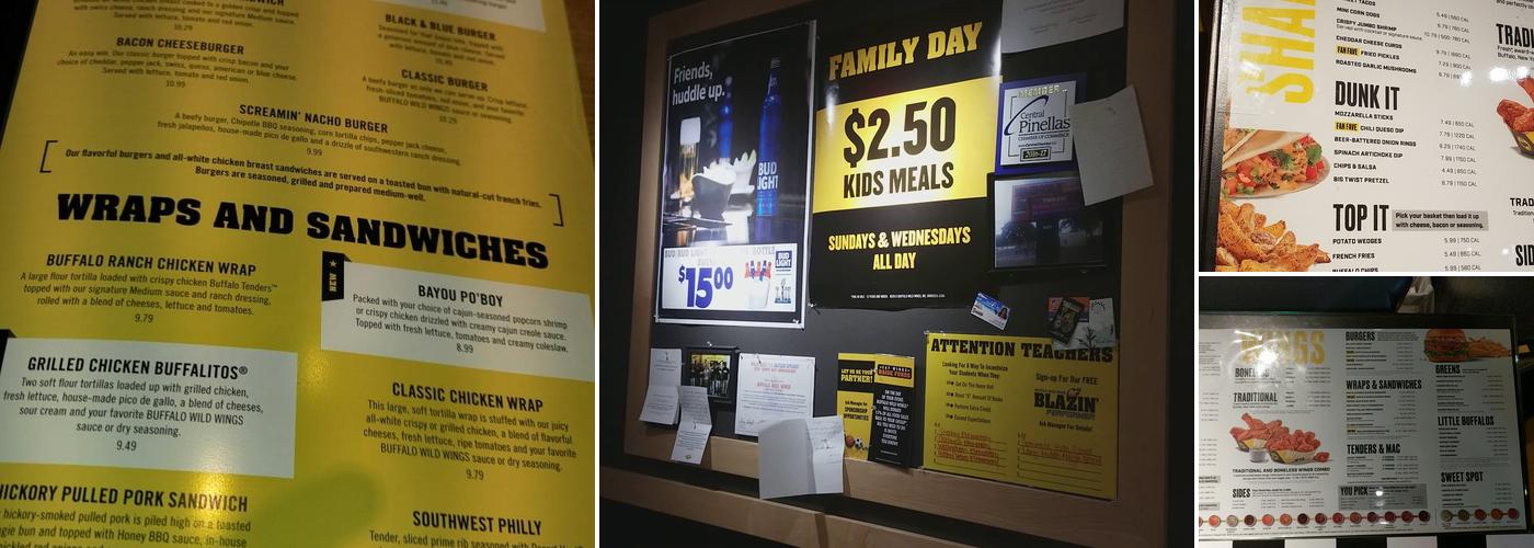 Buffalo Wild Wings Menu