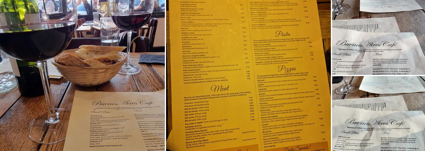 Buenos Aires Cafe Menu