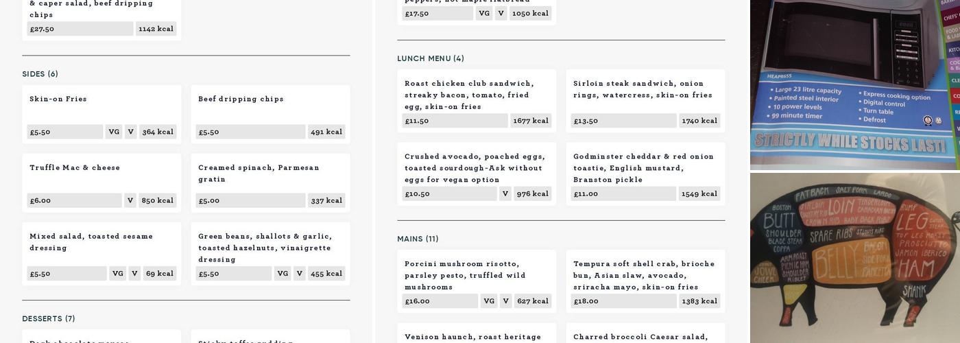 The Hare & Billet Menu