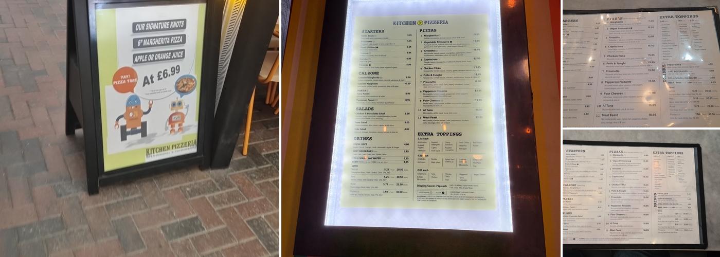 Kitchen Pizzeria Menu