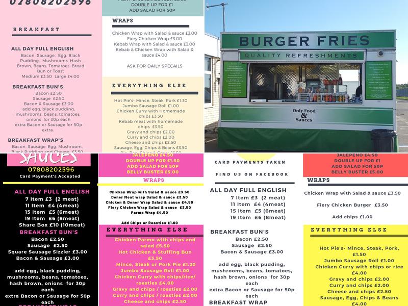 Only Food and Sauces Menu