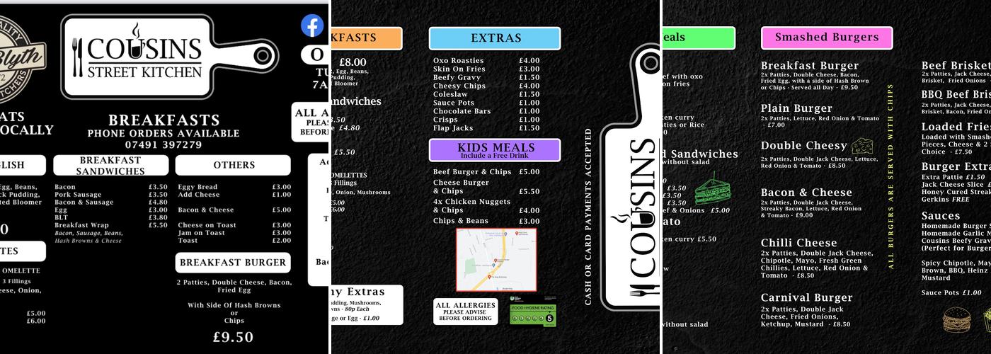 Cousins Street Kitchen Menu