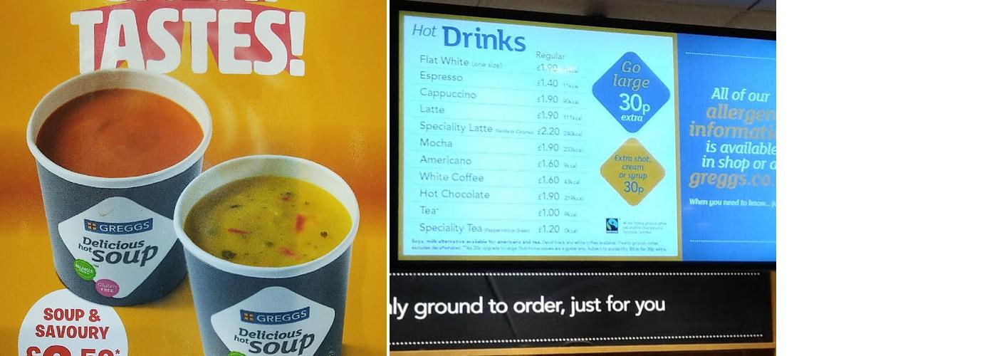Greggs Menu