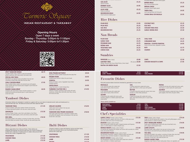 Turmeric Square Menu