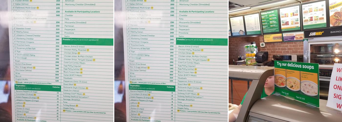 Subway Menu