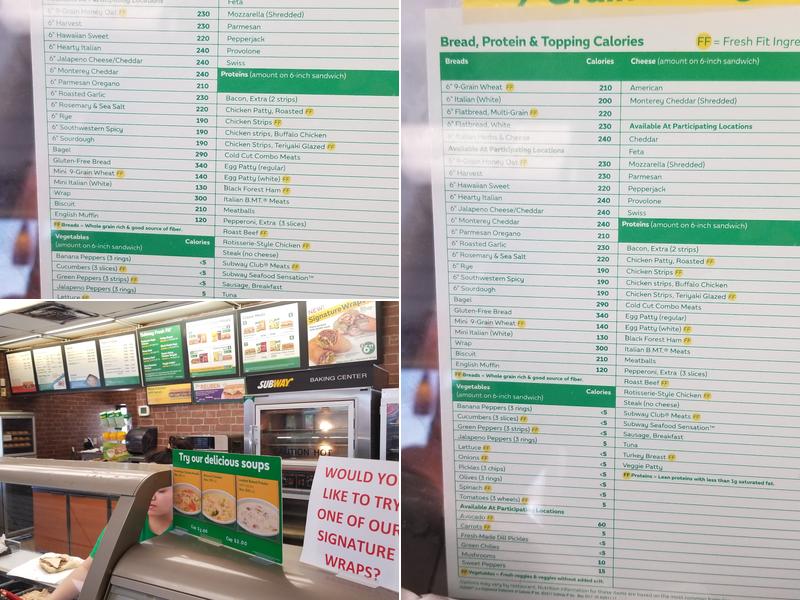 Subway Menu