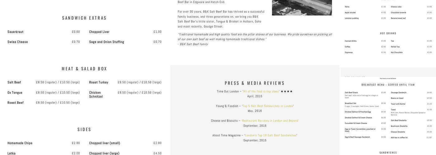 Tongue & Brisket Menu