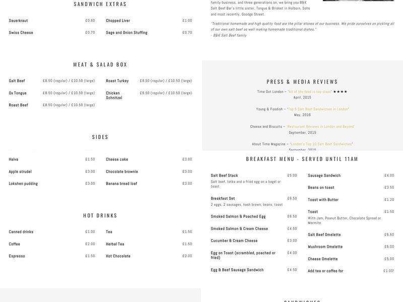 Tongue & Brisket Menu