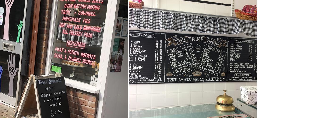 The Tripe and Sandwich Shop Menu