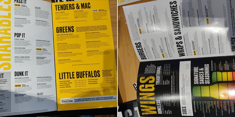 Buffalo Wild Wings Menu