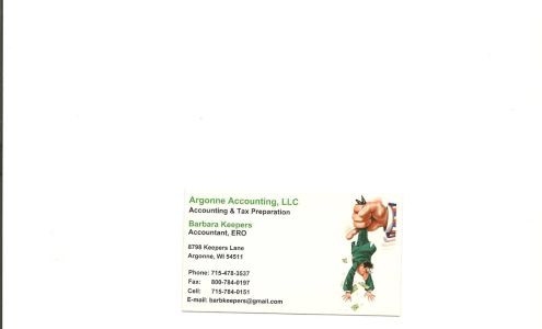 Argonne Accounting & Tax Services 8798 Keepers Ln, Argonne Wisconsin 54511