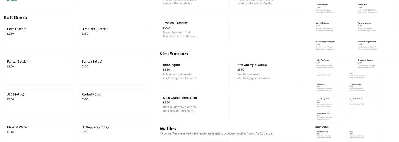 Ice Scoop Gelato Menu