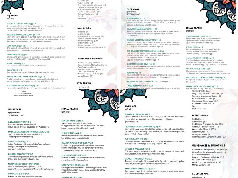 The Chakra Lounge- Sheffield Menu