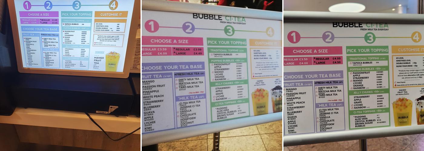 Bubble CiTea Sheffield Menu
