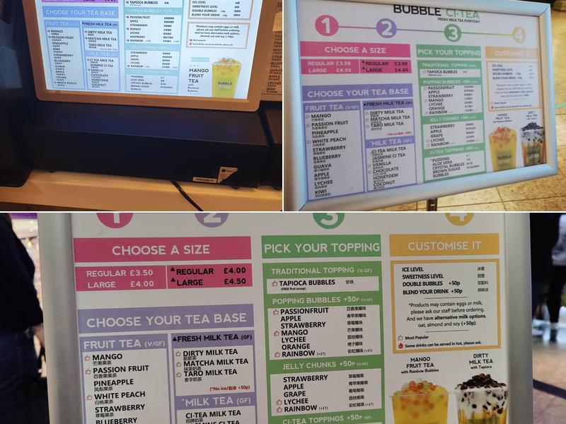 Bubble CiTea Sheffield Menu