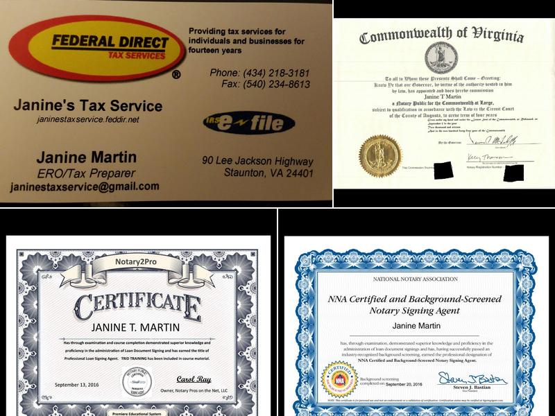 Janine's Mobile Notary & Tax Preparation Services