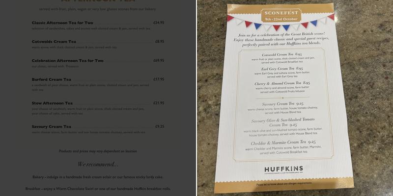 Huffkins Menu
