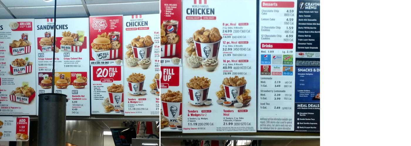 KFC Menu
