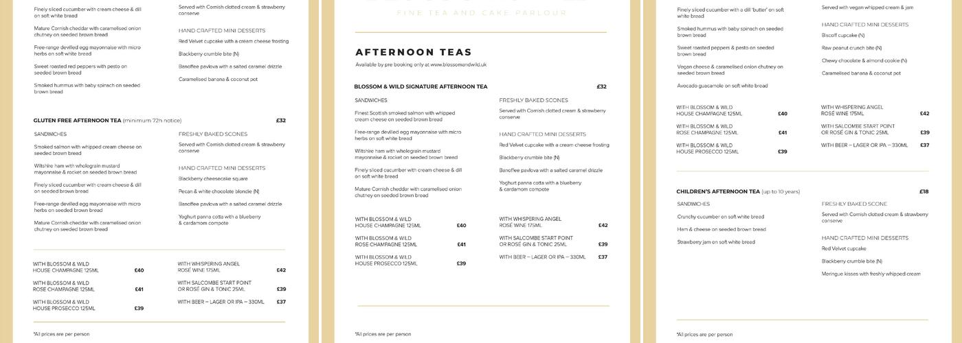Blossom & Wild Menu
