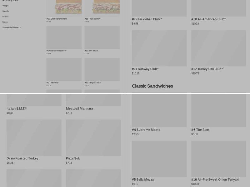 Subway Menu