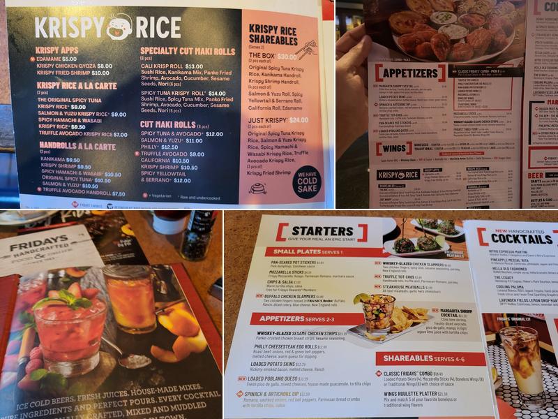 TGI Fridays Menu