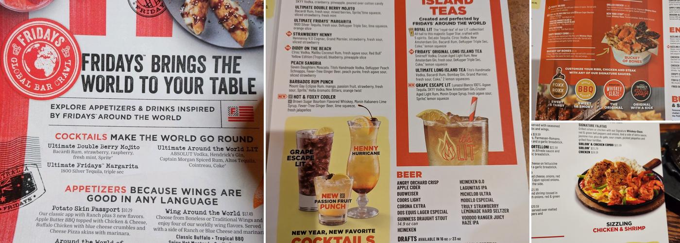 TGI Fridays Menu