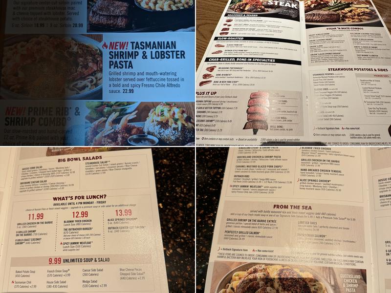 Outback Steakhouse Menu